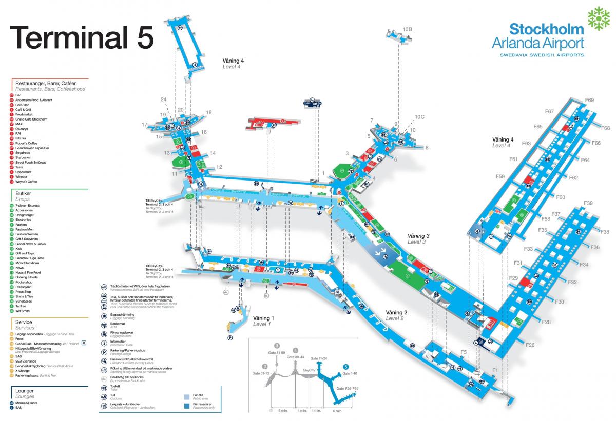 Stockholm havaalanı terminal 5 harita