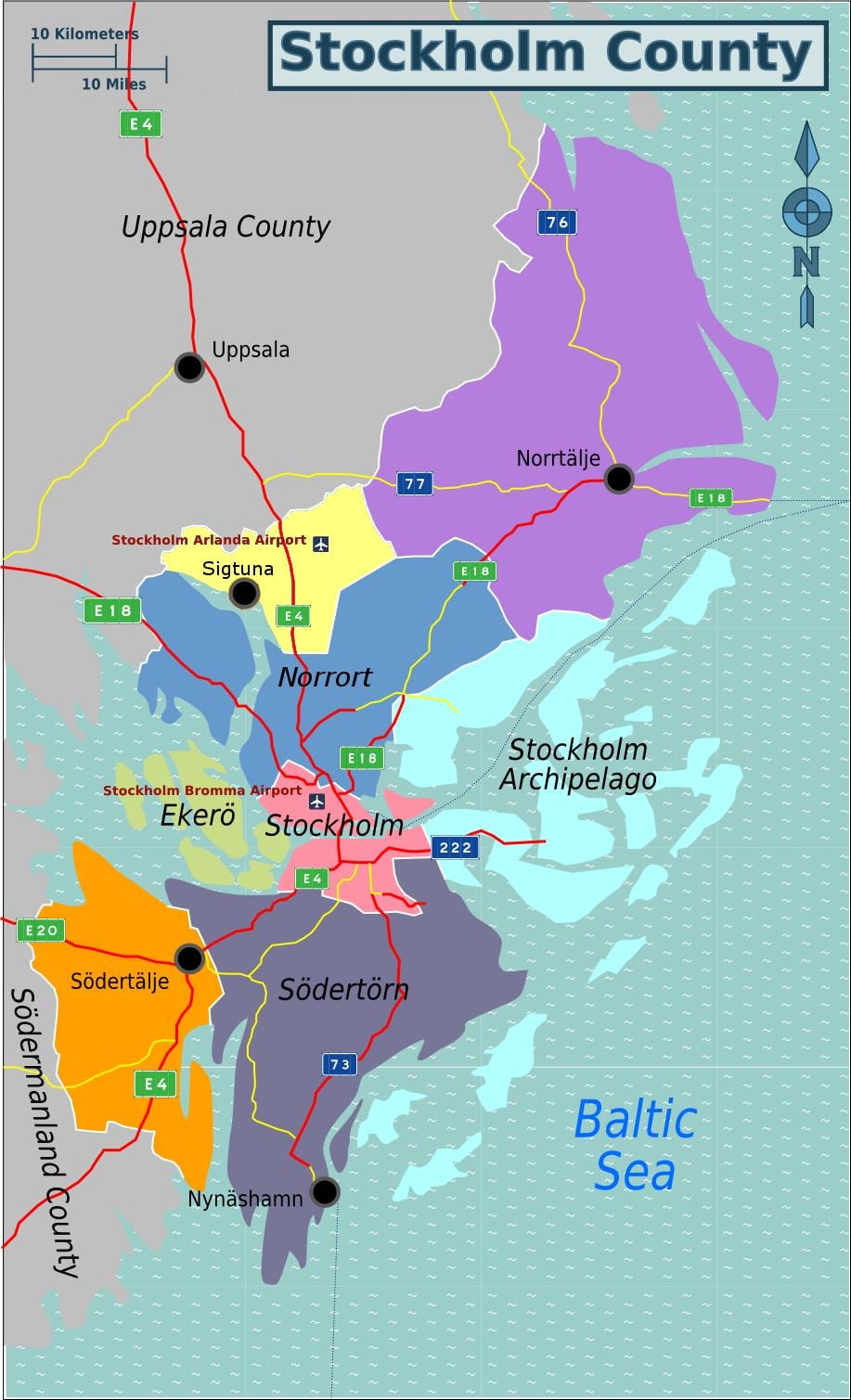 Stockholm haritası banliyölerinde