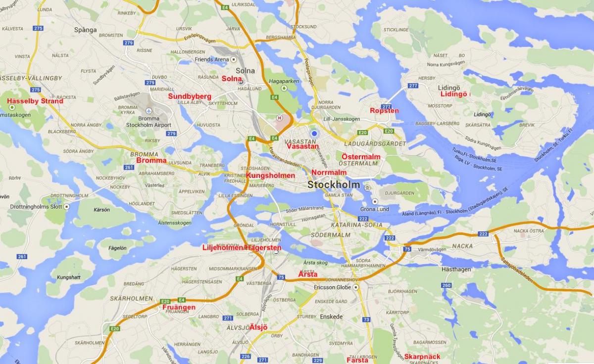 Stockholm haritası mahalleleri