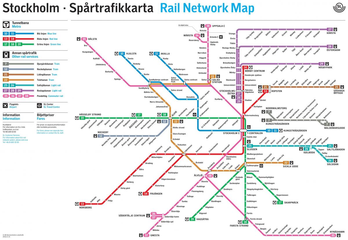 Stockholm demiryolu ağı haritası
