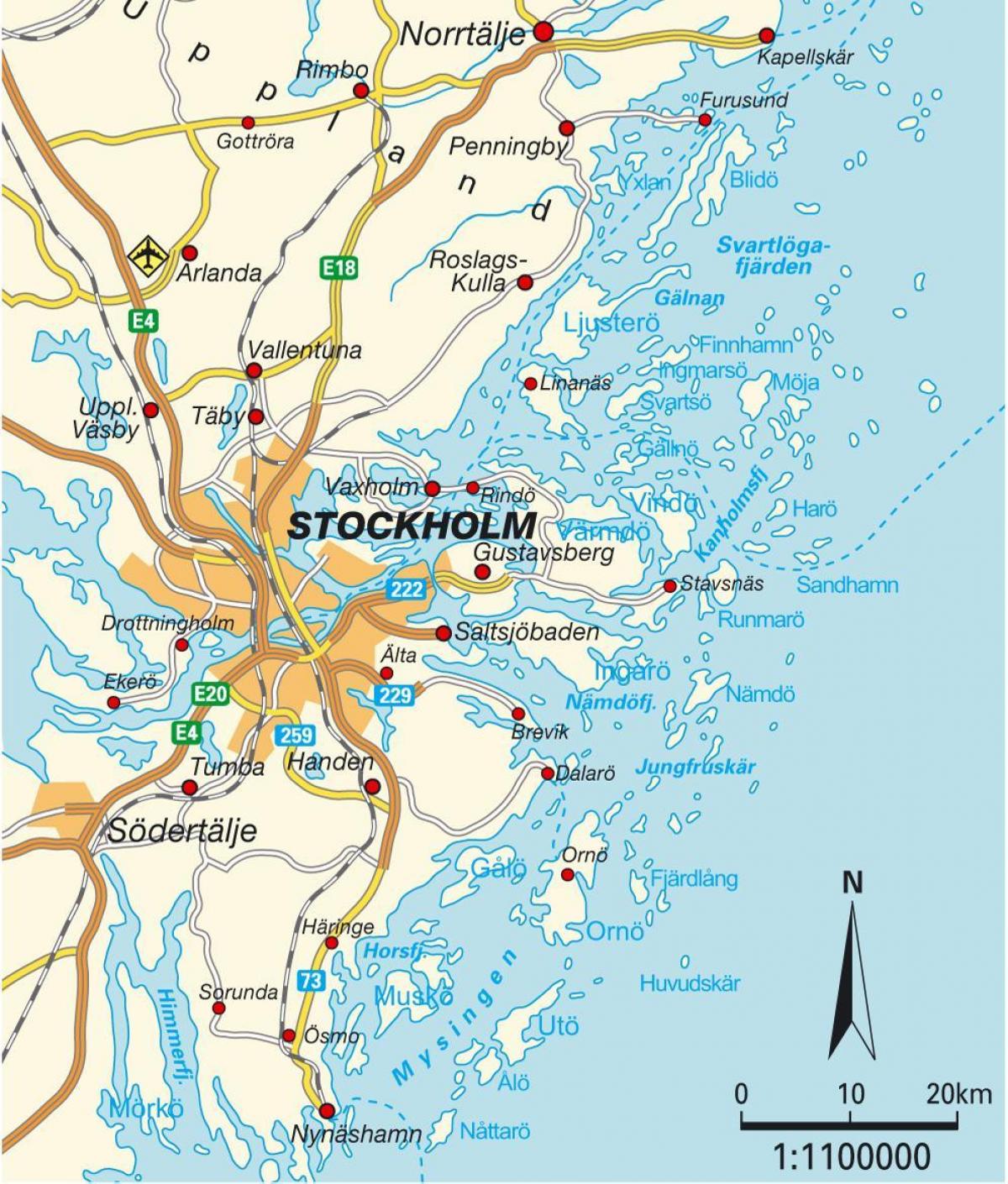Harita üzerinde Stockholm 