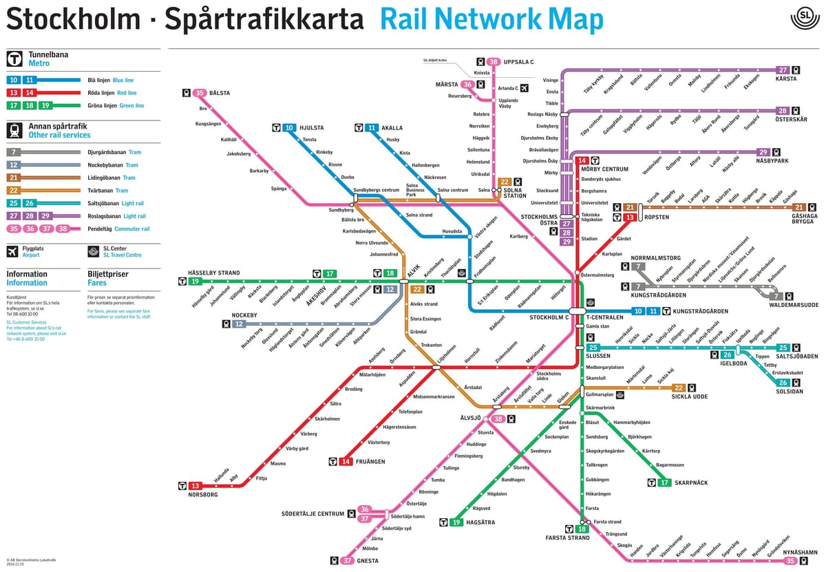 Stockholm'de metro haritası 