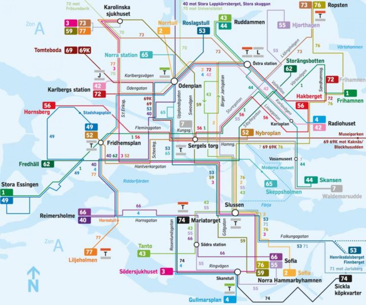 Stockholm otobüs hatları haritası