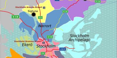 Stockholm haritası banliyölerinde